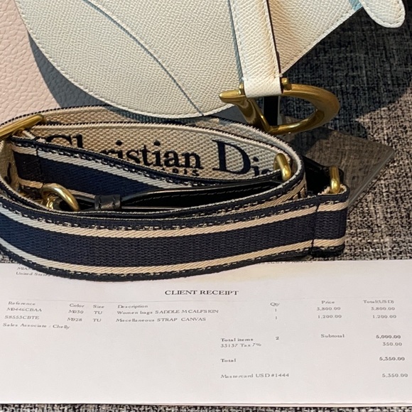 Christian Dior Medium Saddle White Bag / ADJUSTABLE SHOULDER STRAP WITH RING NEW - Picture 3 of 8